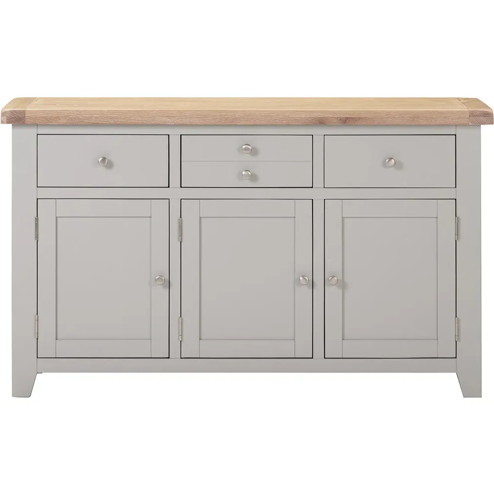 Windsor 3 Door 3 Drawer Sideboard - Pebble Grey, Oak