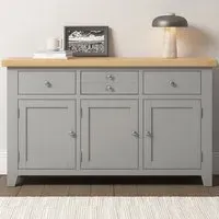 Windsor 3 Door 3 Drawer Sideboard - Pebble Grey, Oak