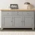Windsor 3 Door 3 Drawer Sideboard - Pebble Grey, Oak
