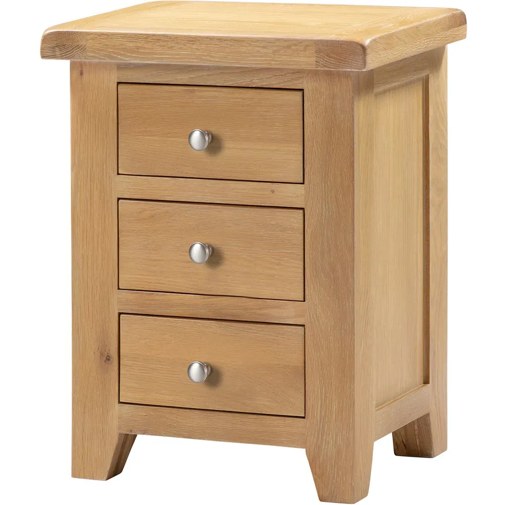 Windsor 3 Drawer Bedside Table - Natural Oak