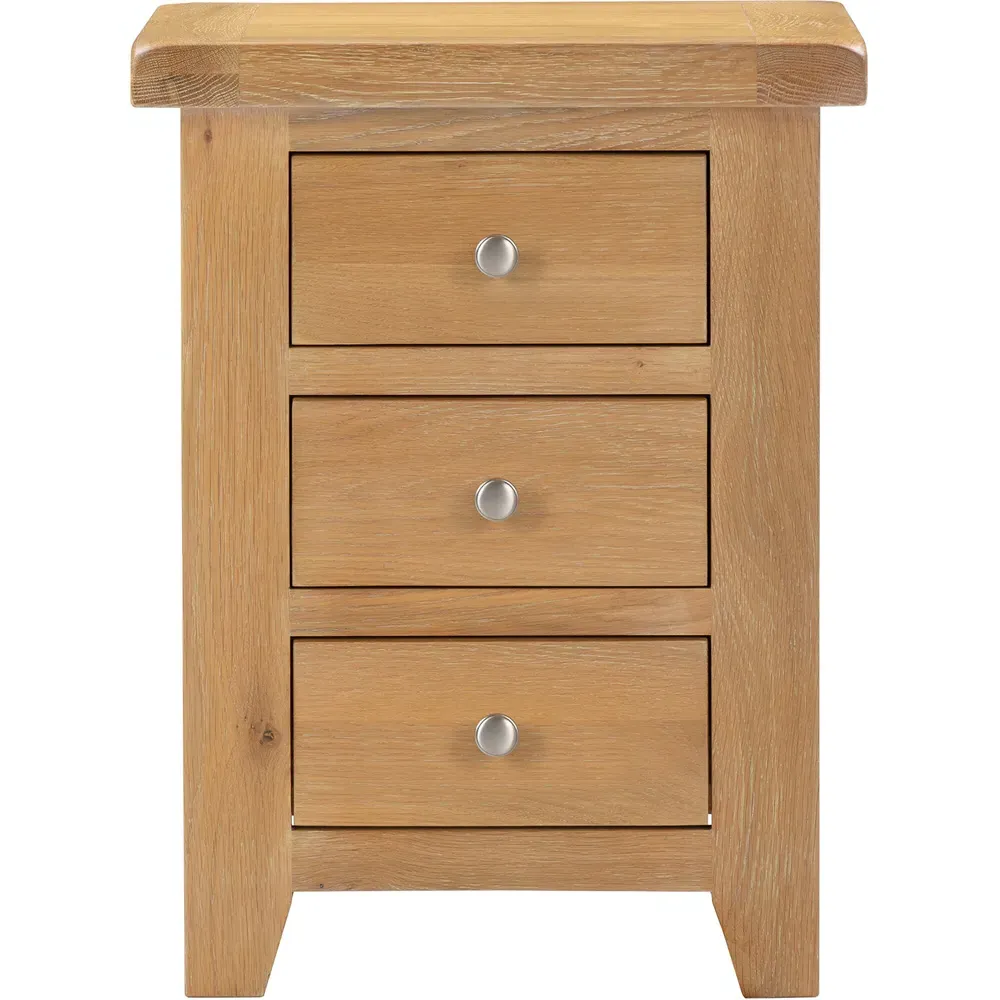 Windsor 3 Drawer Bedside Table - Natural Oak
