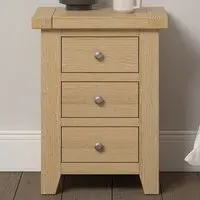 Windsor 3 Drawer Bedside Table - Natural Oak