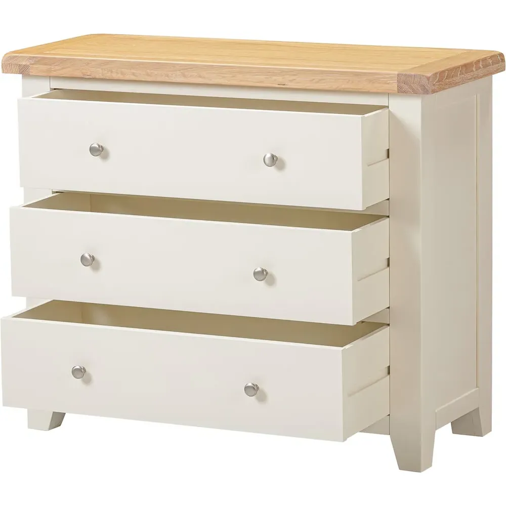 Windsor 3 Drawer Storage Chest - Ivory, Oak