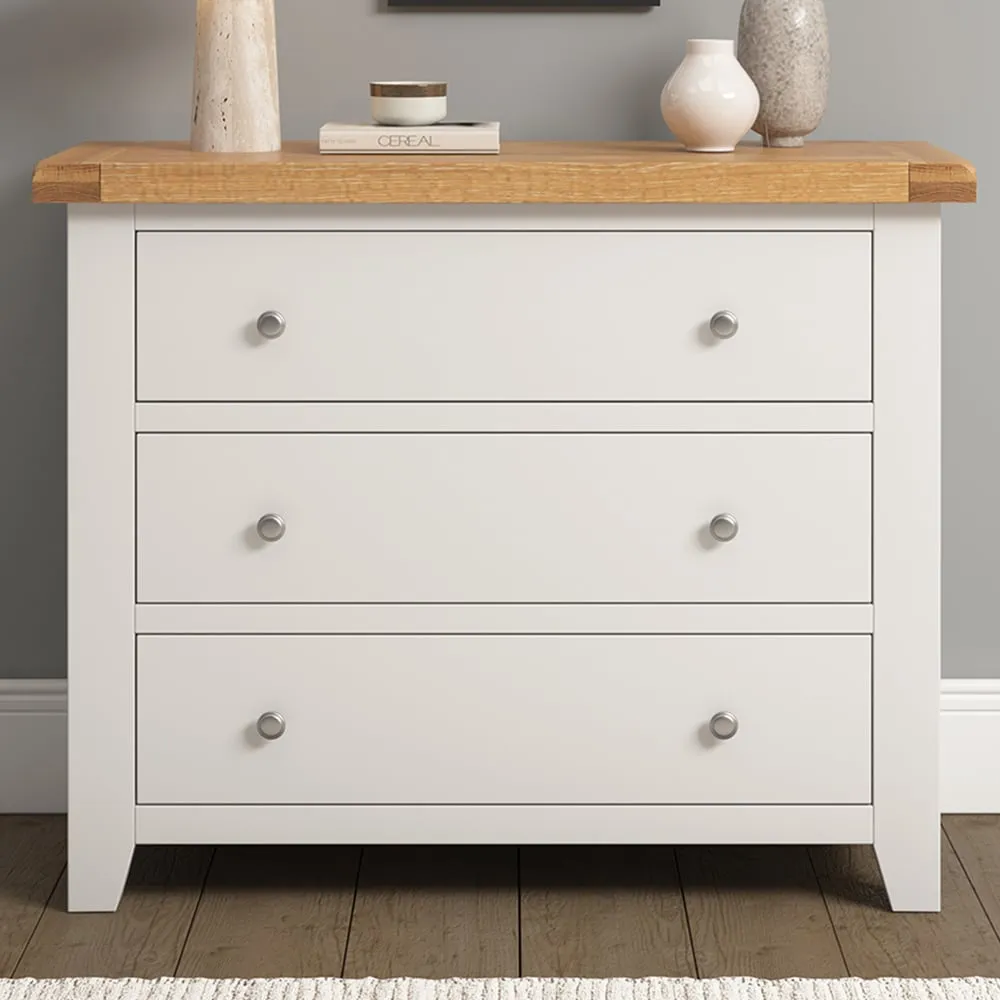 Windsor 3 Drawer Storage Chest - Ivory, Oak