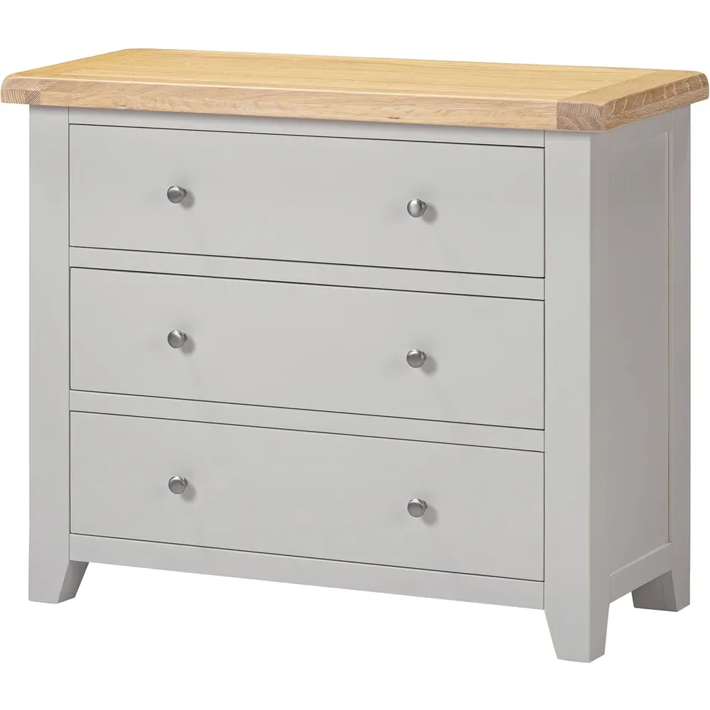 Windsor 3 Drawer Storage Chest - Pebble Grey, Oak