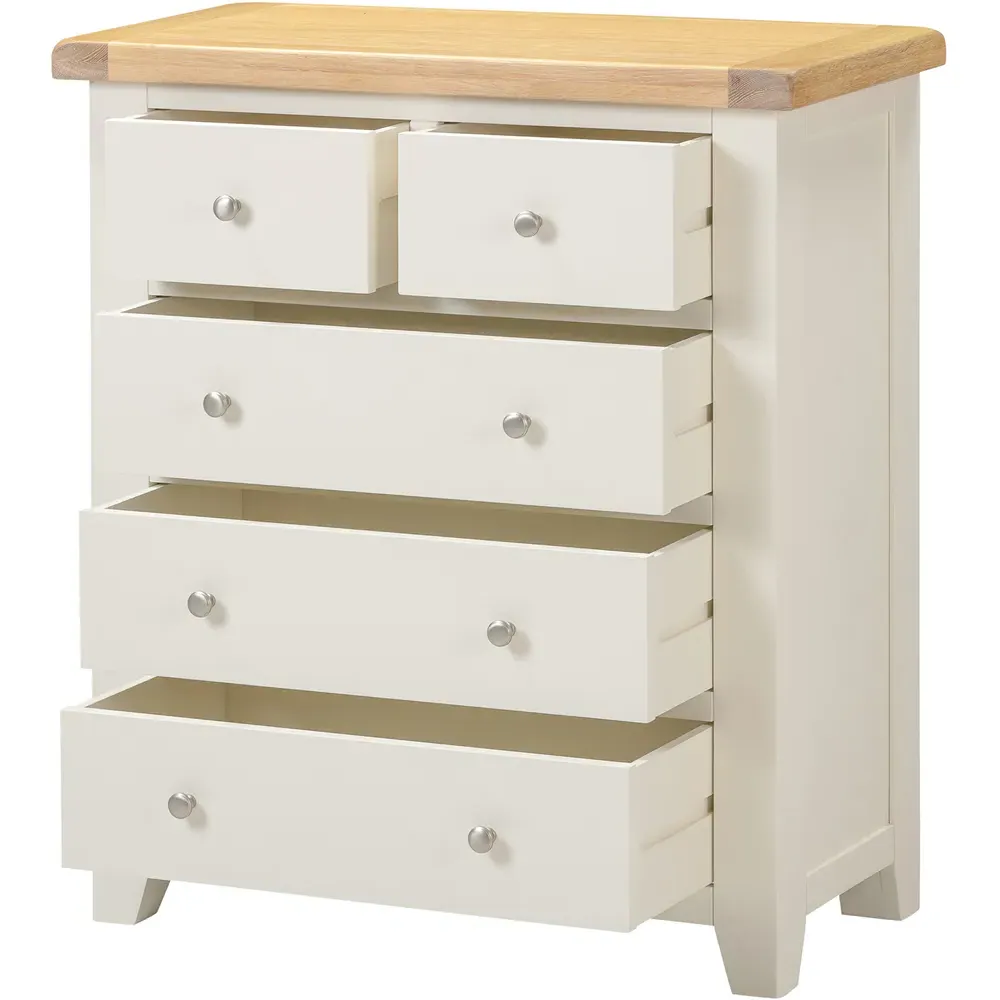 Windsor 5 Drawer Storage Chest - Ivory, Oak
