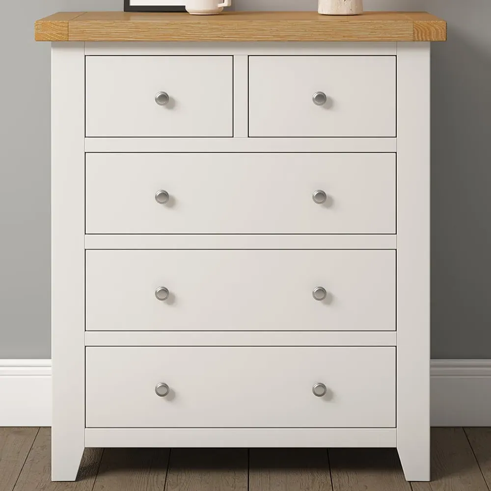 Windsor 5 Drawer Storage Chest - Ivory, Oak image