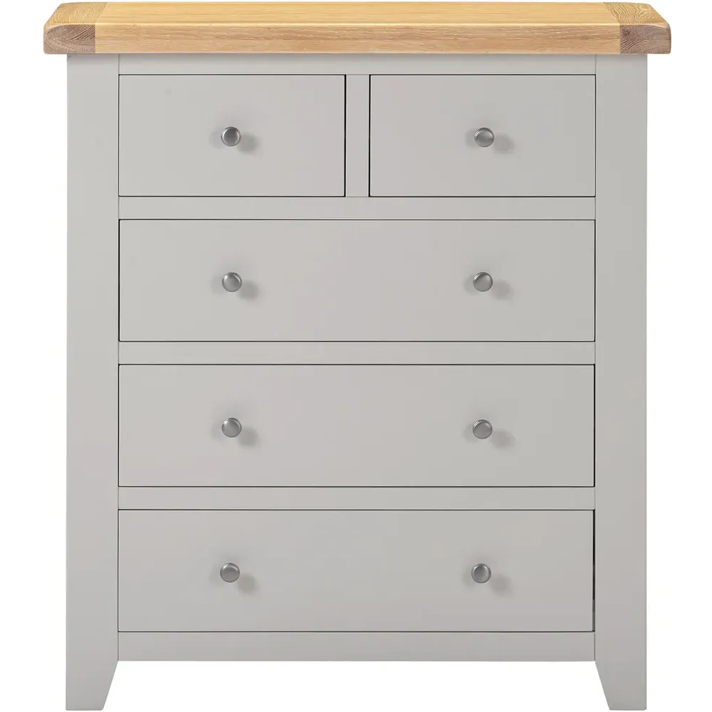 Windsor 5 Drawer Storage Chest - Pebble Grey, Oak