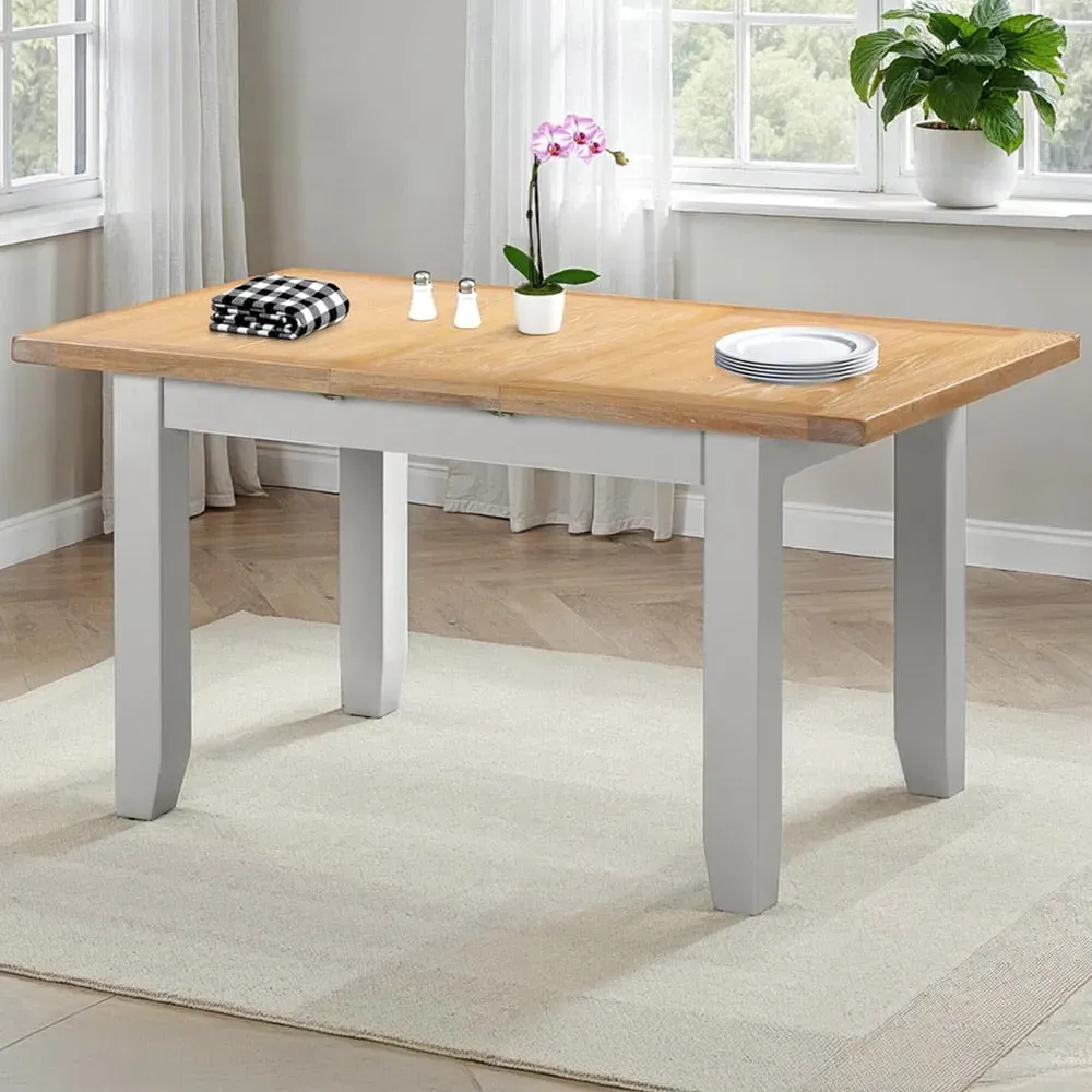 Windsor 8-Seater Extending Dining Table - Pebble Grey, Oak image