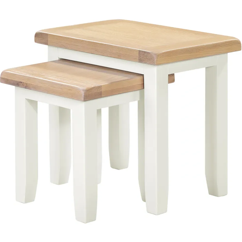 Windsor Nest of Tables Set of 2 - Ivory, Oak