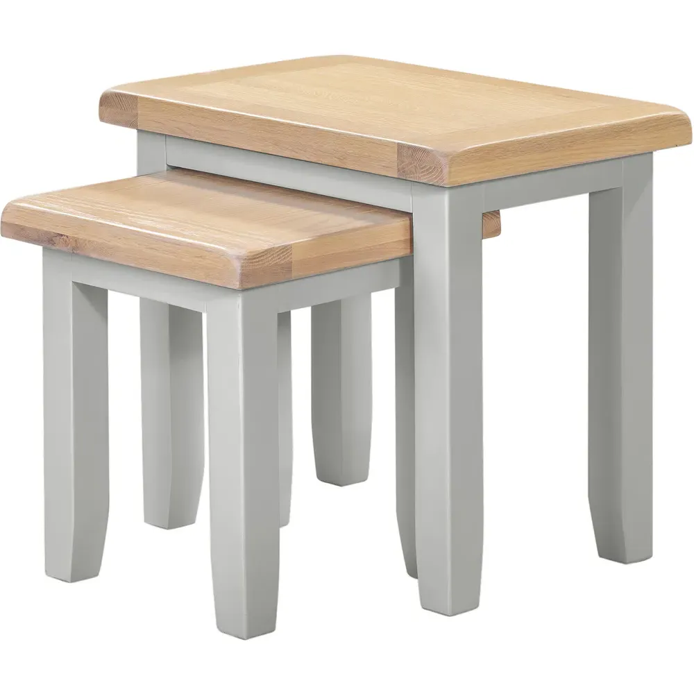 Windsor Nest of Tables Set of 2 - Pebble Grey, Oak