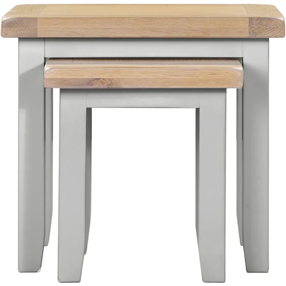 Windsor Nest of Tables Set of 2 - Pebble Grey, Oak