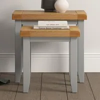 Windsor Nest of Tables Set of 2 - Pebble Grey, Oak