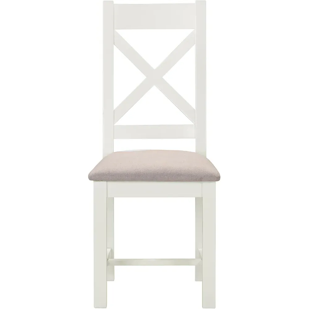 Windsor Set of 2 Cross Back Dining Chairs - Ivory, Oat Fabric