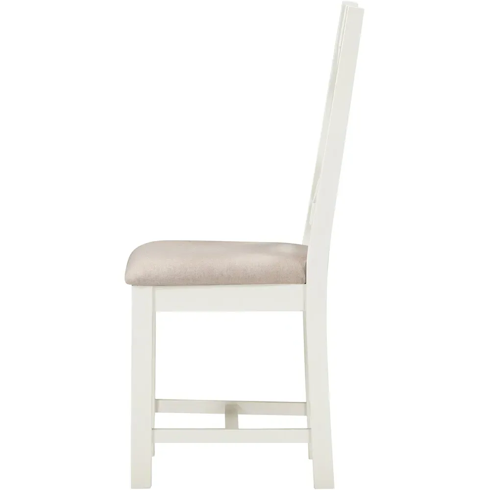 Windsor Set of 2 Cross Back Dining Chairs - Ivory, Oat Fabric