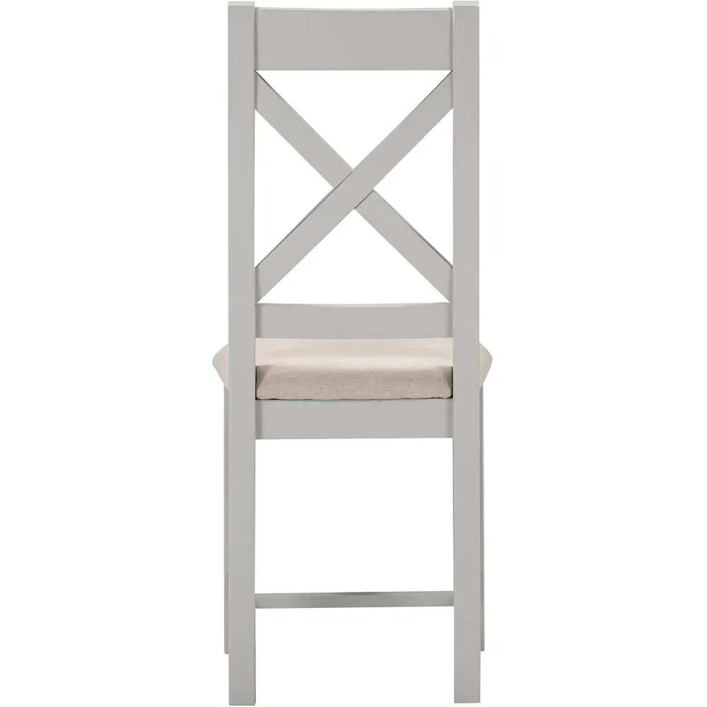 Windsor Set of 2 Cross Back Dining Chairs - Pebble Grey, Oat Fabric