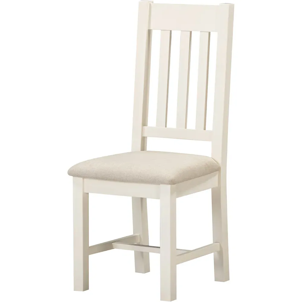 Windsor Set of 2 Slatted Dining Chairs - Ivory, Oat Fabric