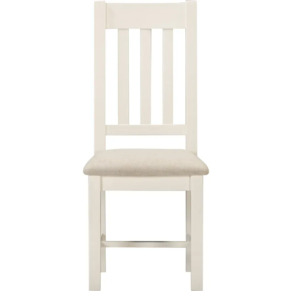 Windsor Set of 2 Slatted Dining Chairs - Ivory, Oat Fabric