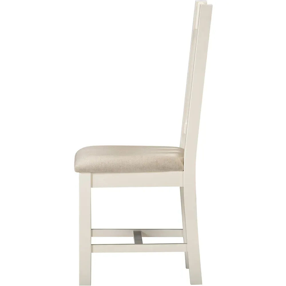 Windsor Set of 2 Slatted Dining Chairs - Ivory, Oat Fabric