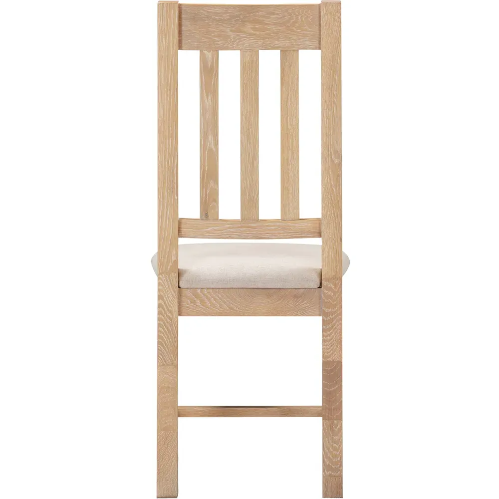 Windsor Set of 2 Slatted Dining Chairs - Natural Oak, Oat Fabric