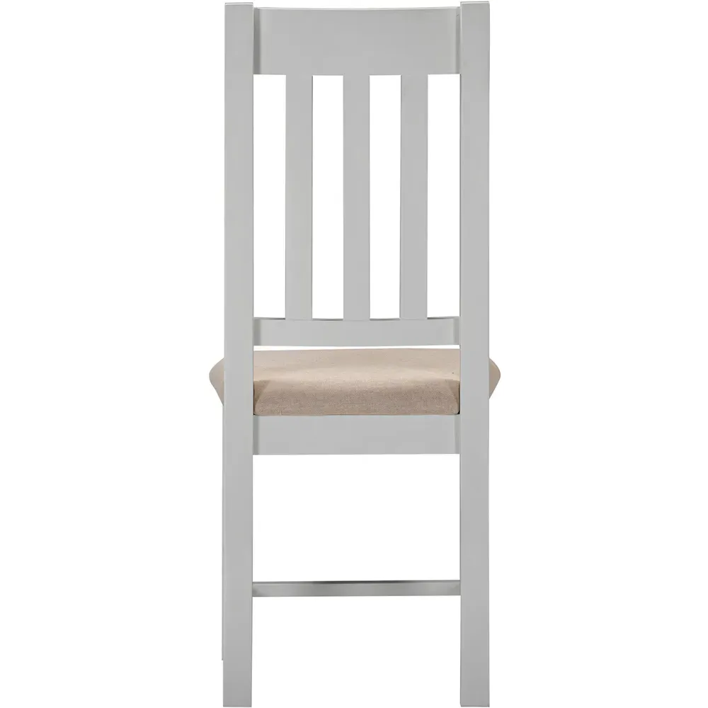 Windsor Set of 2 Slatted Dining Chairs - Pebble Grey, Oat Fabric