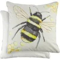 Animal Watercolour Bumble Bee Cushion Cover - Grey