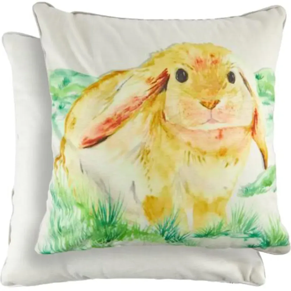 Animal Watercolour Bunny Cushion Cover - Grey