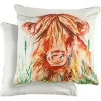Animal Watercolour Cow Cushion Cover - Grey