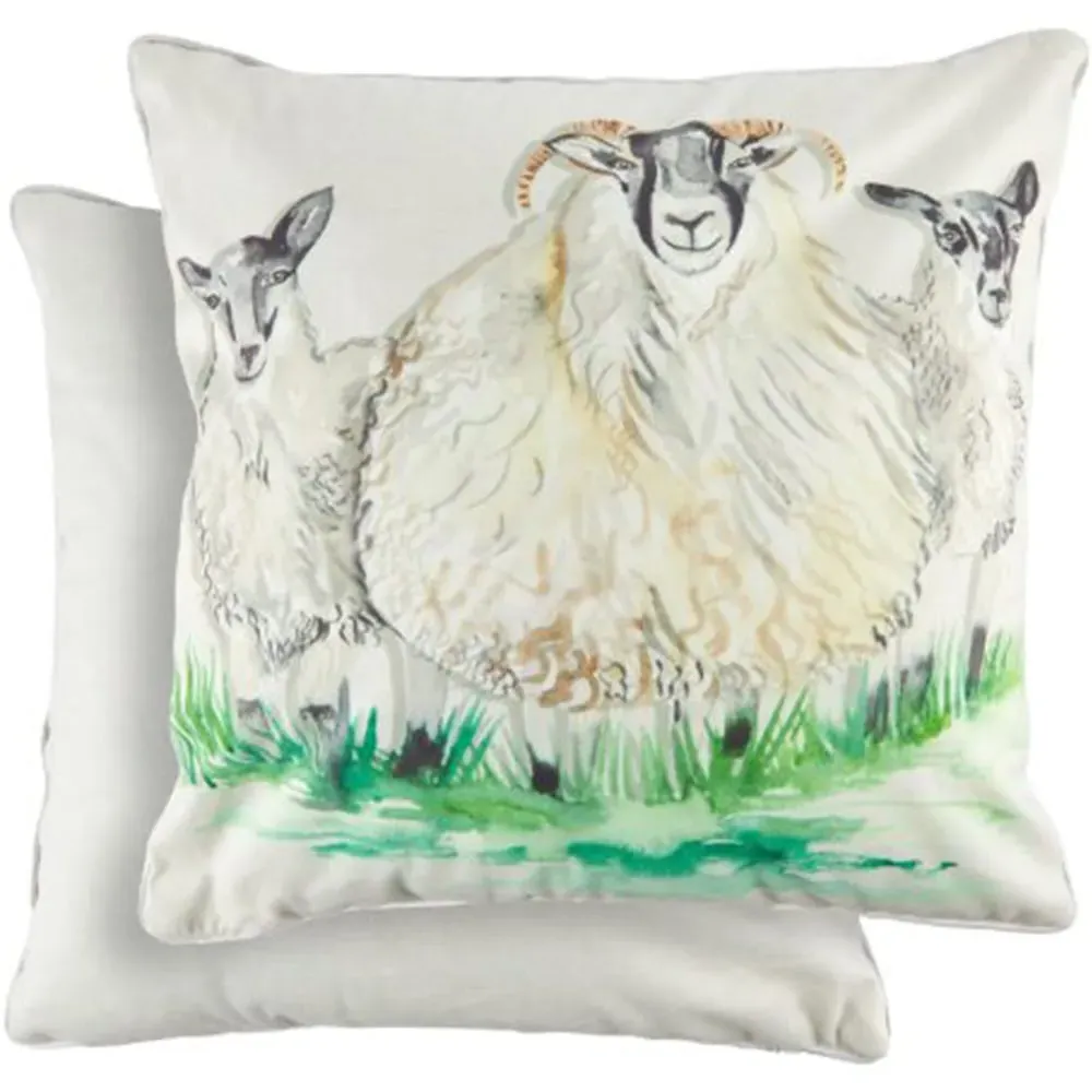Animal Watercolour Sheep Cushion Cover - Grey
