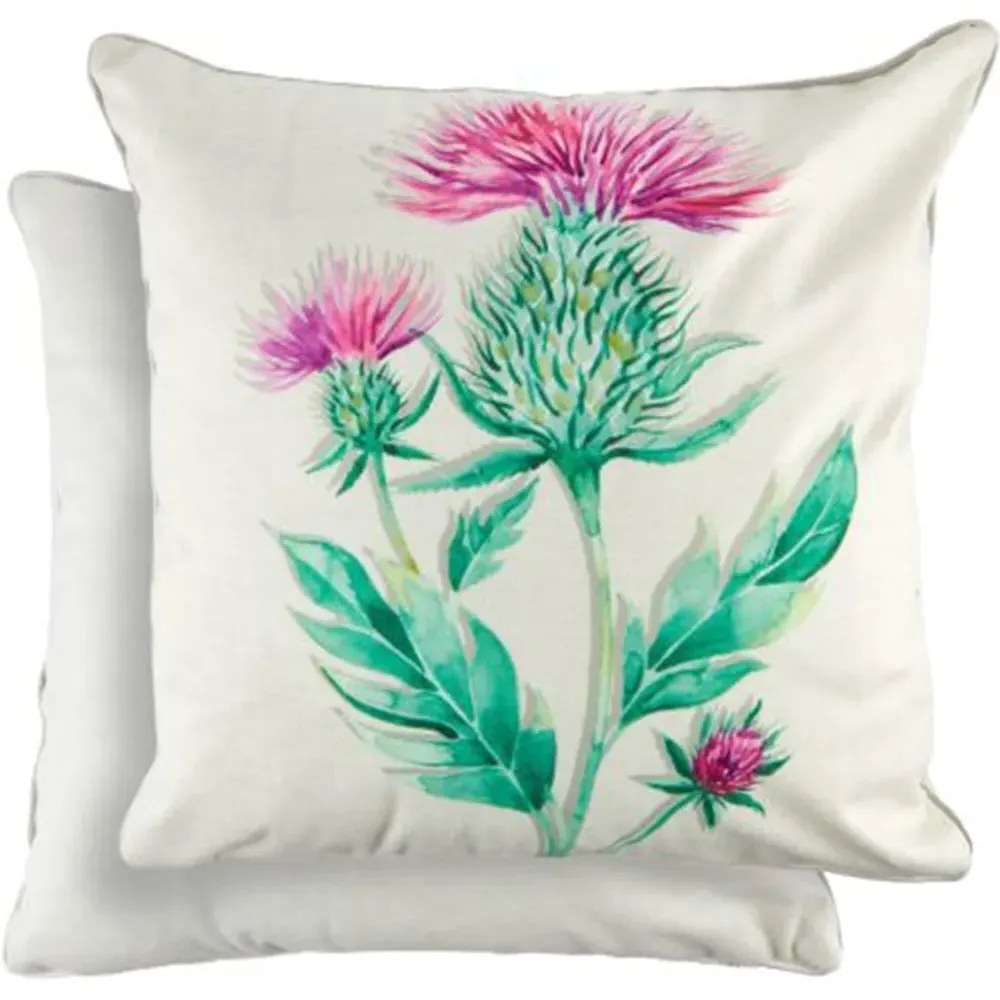 Animal Watercolour Thistle Cushion Cover - Grey