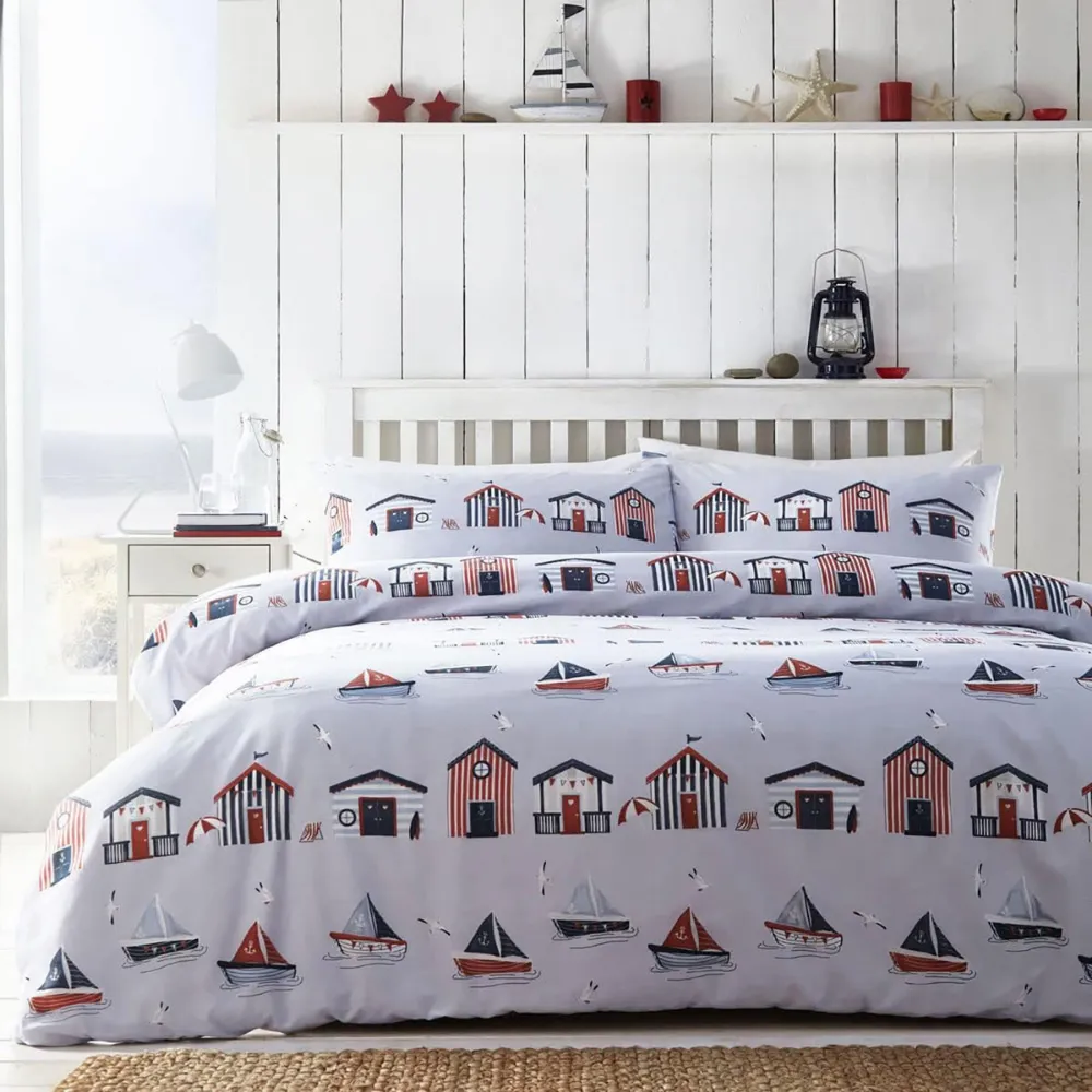 Beach Huts Single Duvet Set - Multi, Polycotton image