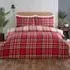 Cameron Checks Double Duvet Cover Set - Red, Microfibre