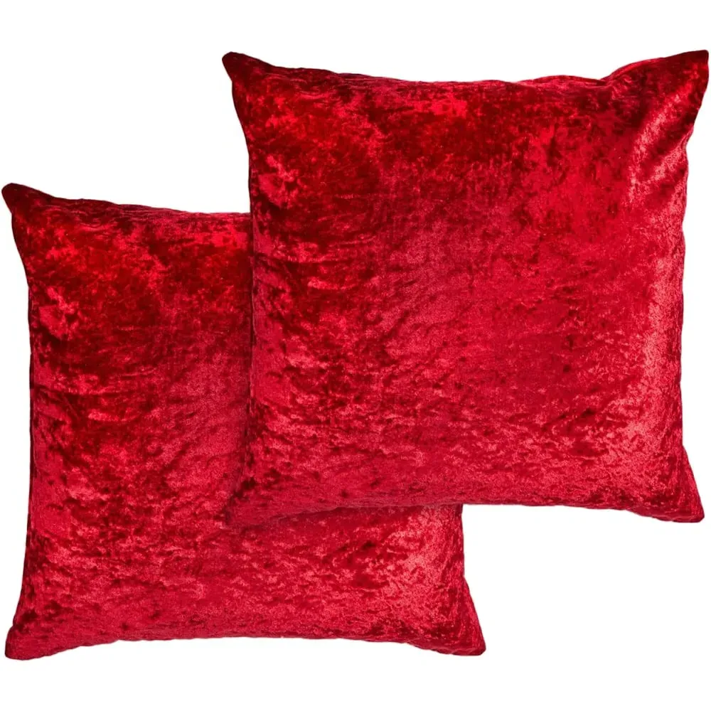 Crushed Velvet Cushion Cover - Red