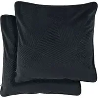 Deco Geometric Cushion Cover - Black, Velvet