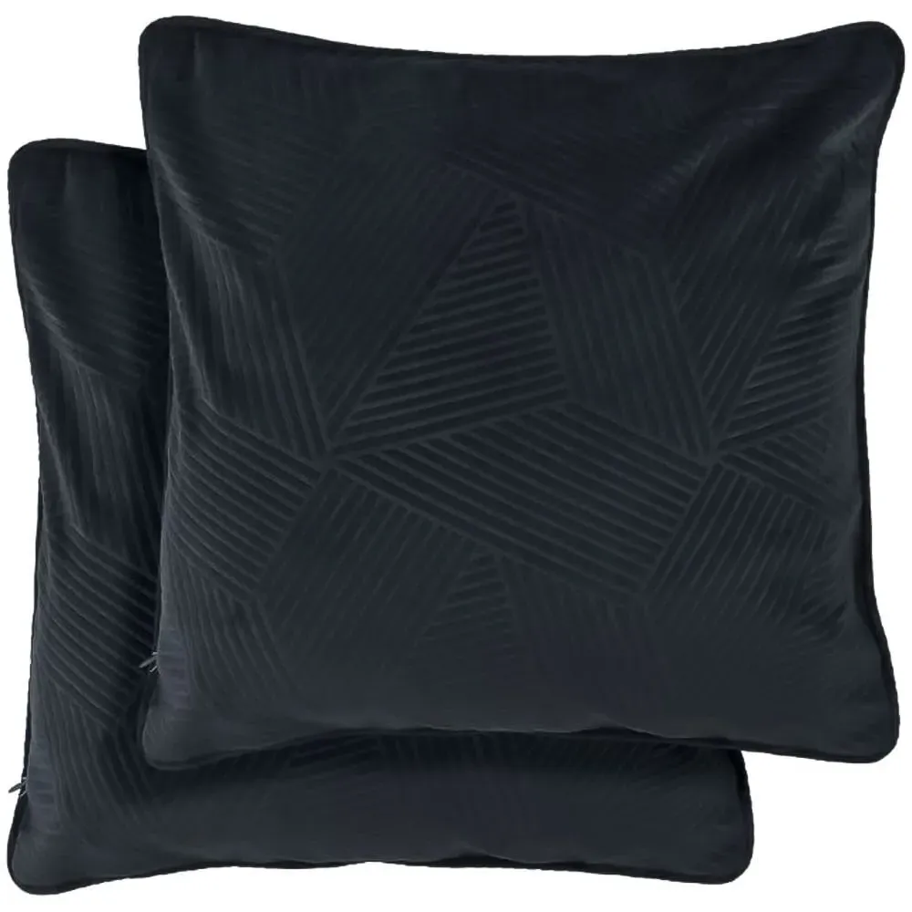 Deco Geometric Cushion Cover - Black, Velvet image