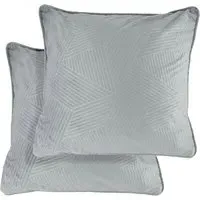 Deco Geometric Cushion Cover - Silver, Velvet