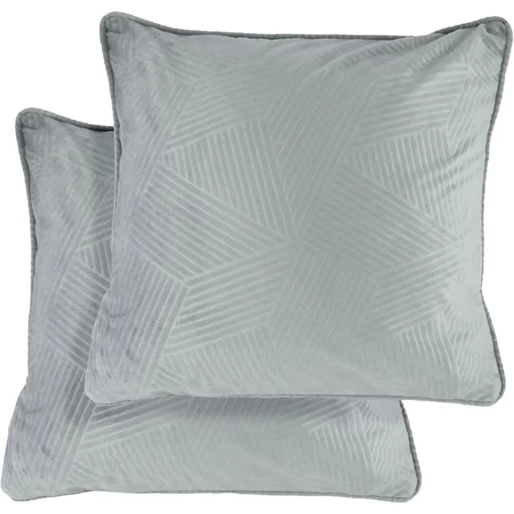 Deco Geometric Cushion Cover - Silver, Velvet