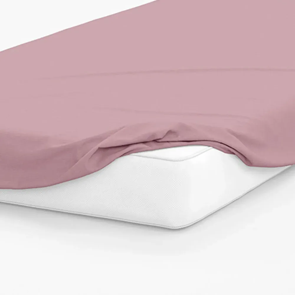 Double Deep Fitted Bed Sheet - Blush, Cotton Polyester