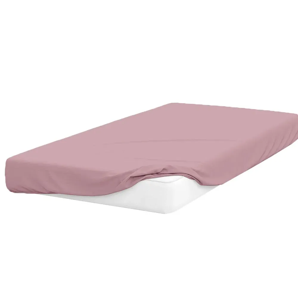Double Deep Fitted Bed Sheet - Blush, Cotton Polyester