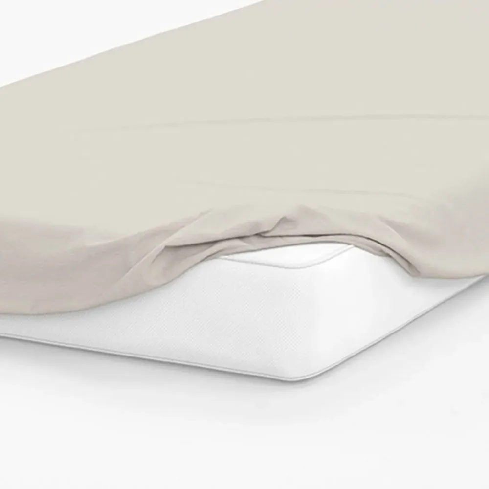 Double Deep Fitted Bed Sheet - Ivory, Cotton Polyester