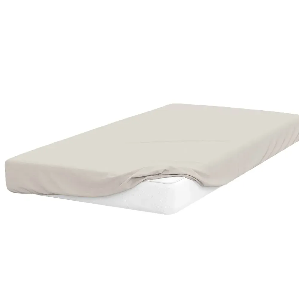 Double Deep Fitted Bed Sheet - Ivory, Cotton Polyester