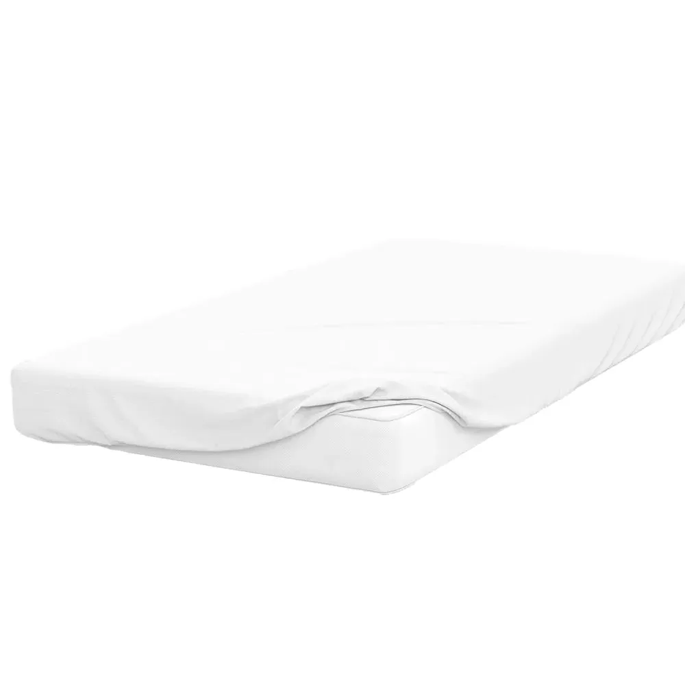 Double Deep Fitted Bed Sheet - White, Cotton Polyester