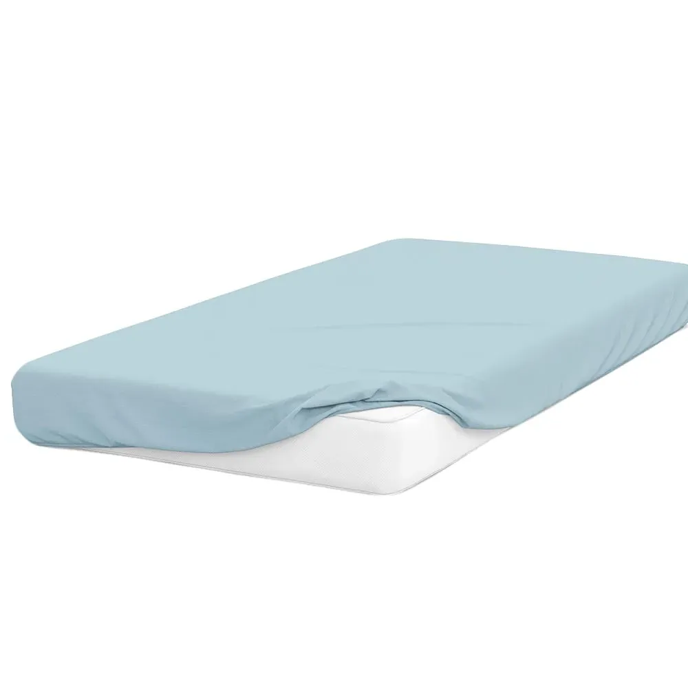Double Fitted Bed Sheet - Blue, Brushed Cotton
