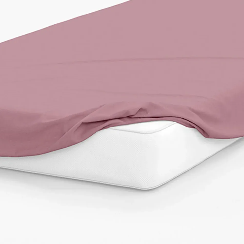 Double Fitted Bed Sheet - Misty Rose, Cotton Polyester