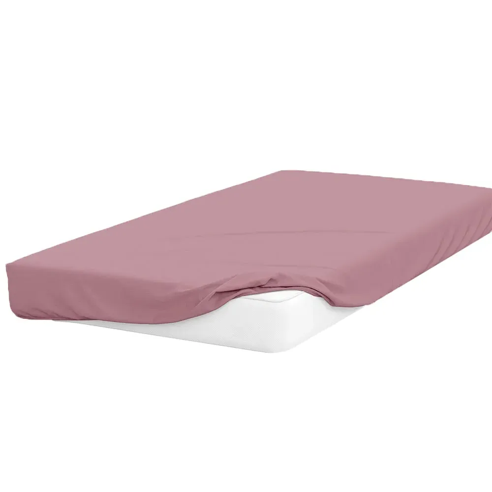 Double Fitted Bed Sheet - Misty Rose, Cotton Polyester