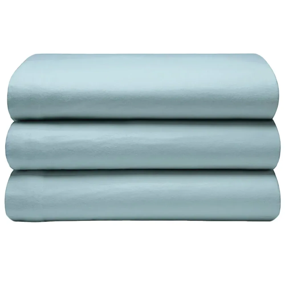 Double Flat Bed Sheet - Blue, Brushed Cotton