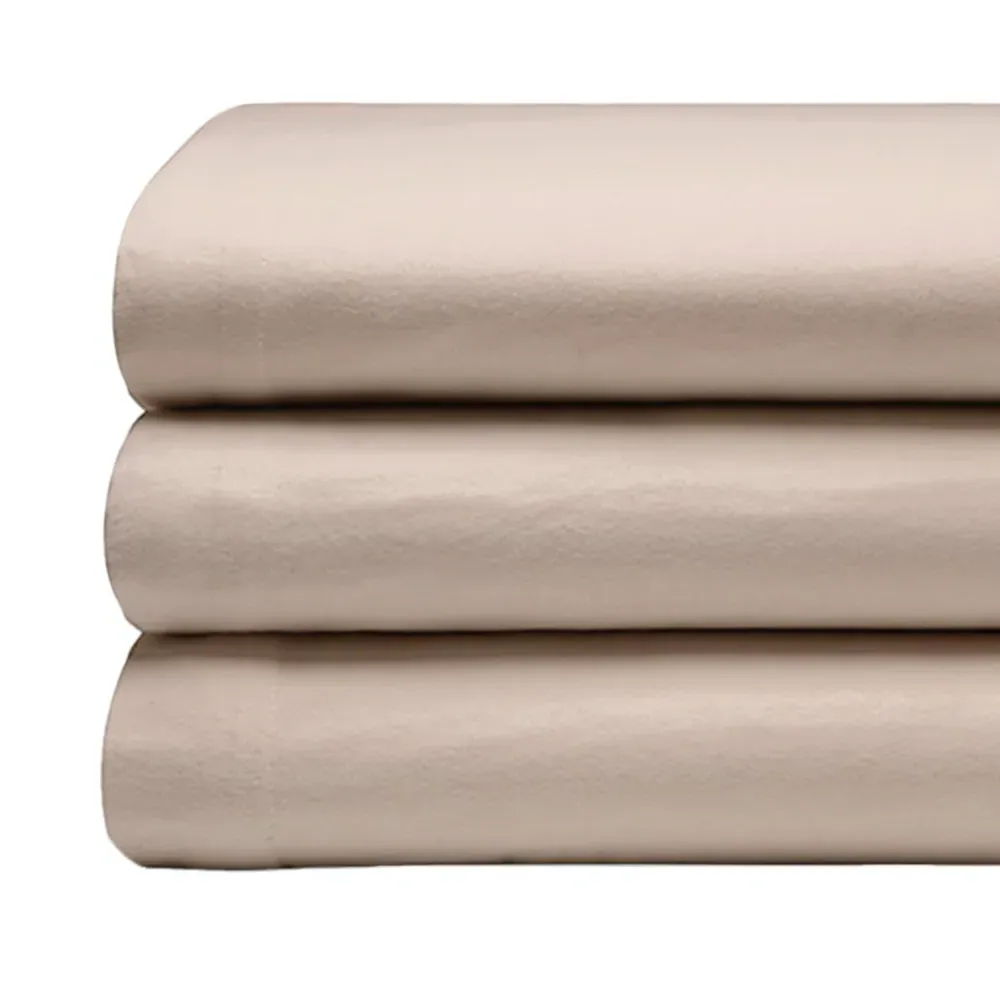 Double Flat Bed Sheet - Cream, Brushed Cotton