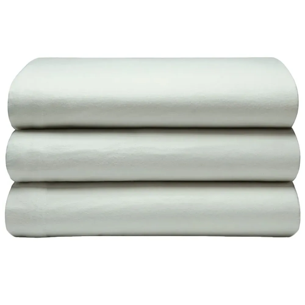 Double Flat Bed Sheet - Green, Brushed Cotton