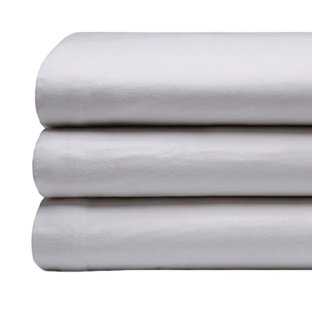 Double Flat Bed Sheet - Grey, Brushed Cotton