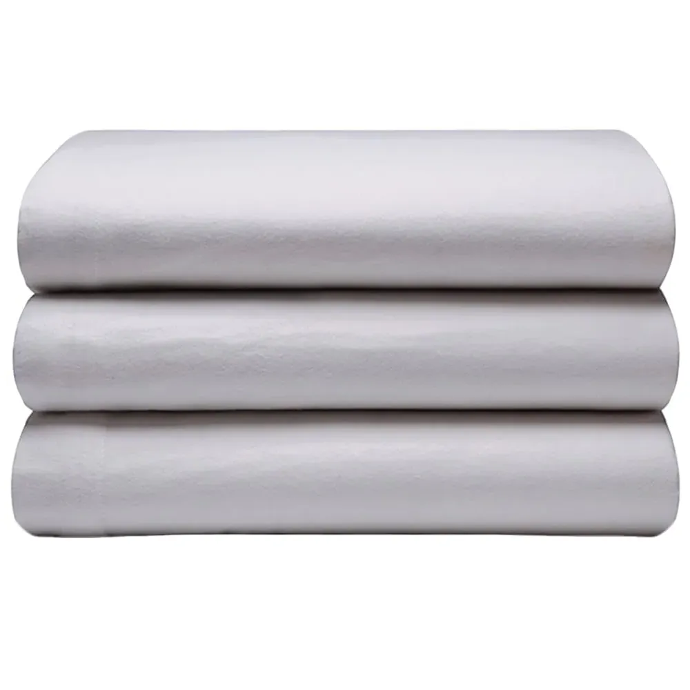 Double Flat Bed Sheet - Grey, Brushed Cotton
